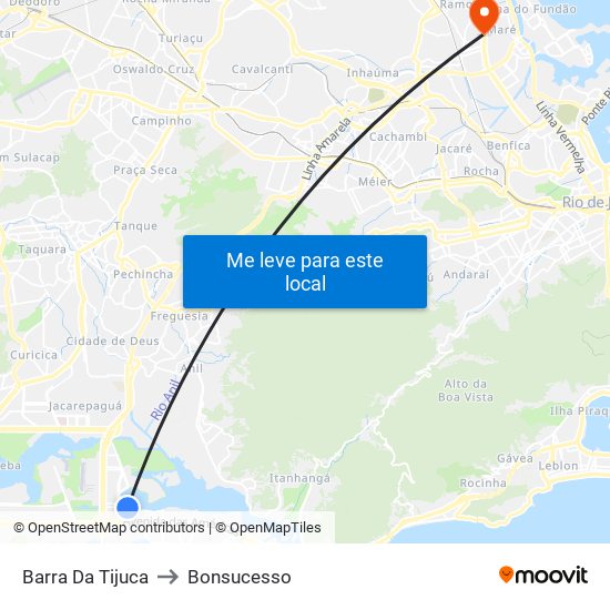 Barra Da Tijuca to Bonsucesso map