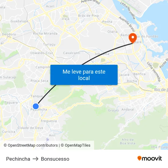 Pechincha to Bonsucesso map