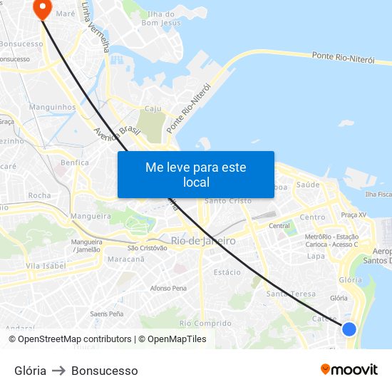 Glória to Bonsucesso map