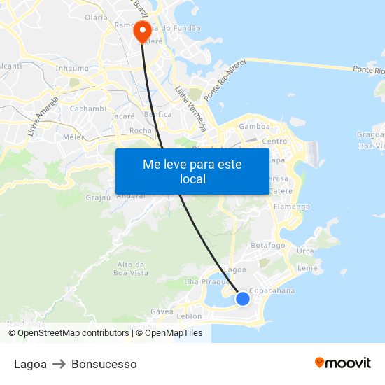 Lagoa to Bonsucesso map
