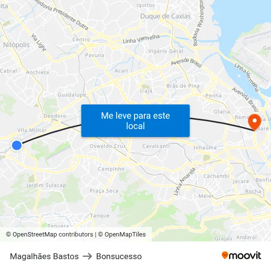 Magalhães Bastos to Bonsucesso map