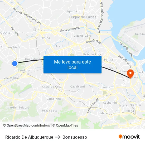 Ricardo De Albuquerque to Bonsucesso map