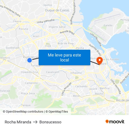 Rocha Miranda to Bonsucesso map