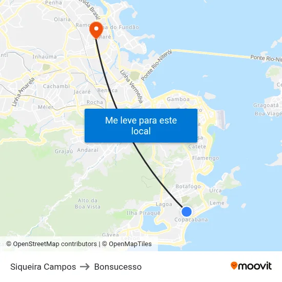Siqueira Campos to Bonsucesso map