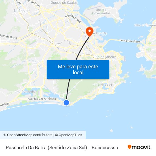 Passarela Da Barra (Sentido Zona Sul) to Bonsucesso map