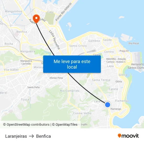 Laranjeiras to Benfica map