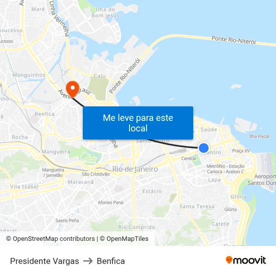 Presidente Vargas to Benfica map