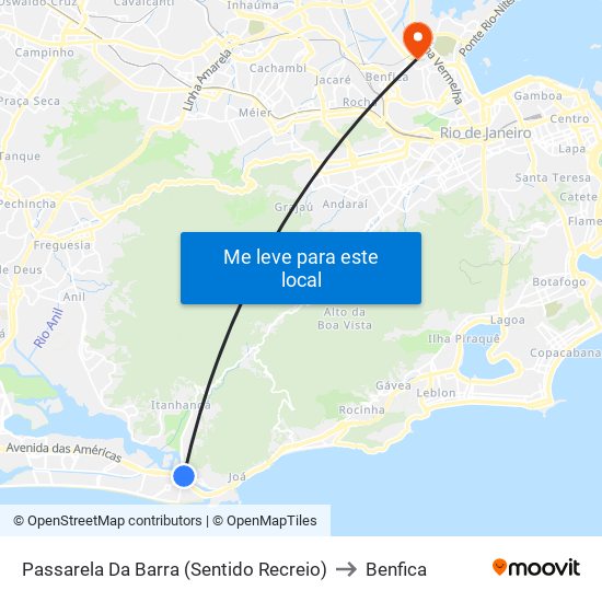 Passarela Da Barra (Sentido Recreio) to Benfica map