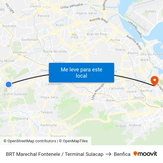 BRT Marechal Fontenele / Terminal Sulacap to Benfica map