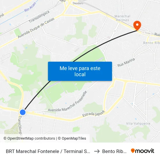 BRT Marechal Fontenele / Terminal Sulacap to Bento Ribeiro map