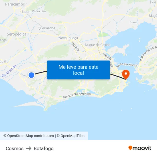 Cosmos to Botafogo map