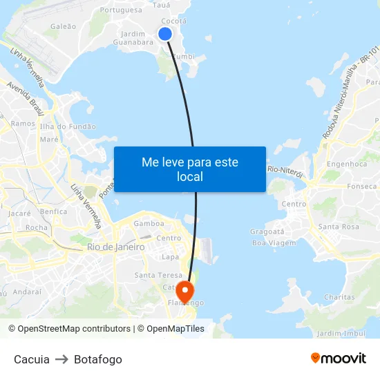 Cacuia to Botafogo map