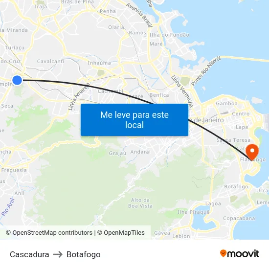 Cascadura to Botafogo map