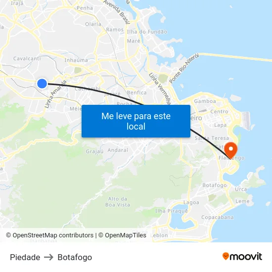 Piedade to Botafogo map