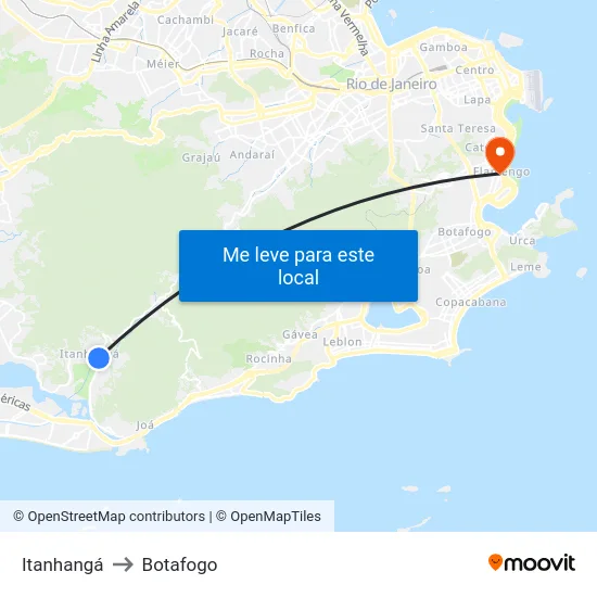 Itanhangá to Botafogo map