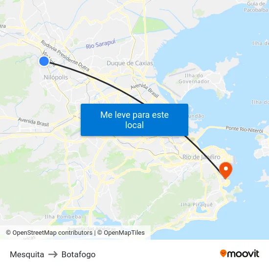 Mesquita to Botafogo map