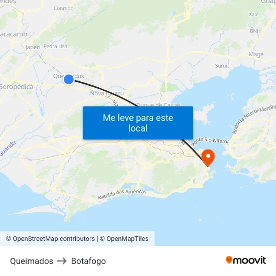 Queimados to Botafogo map