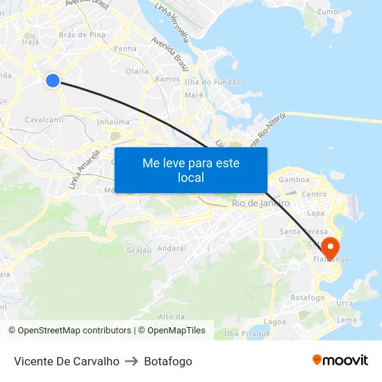 Vicente De Carvalho to Botafogo map
