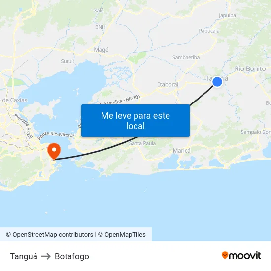 Tanguá to Botafogo map