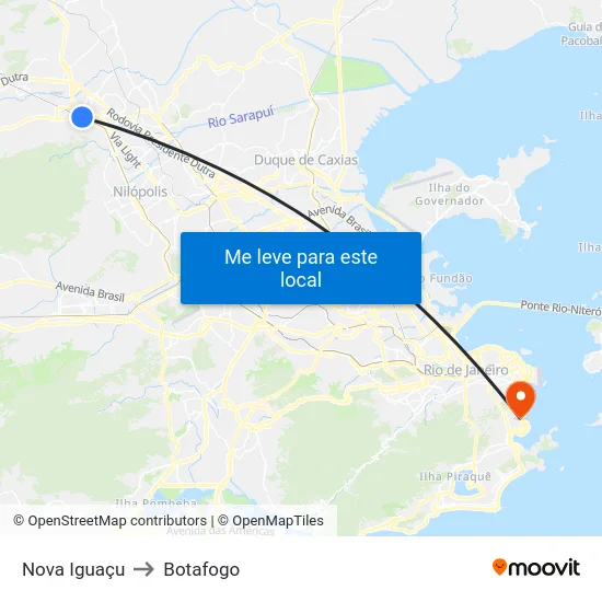 Nova Iguaçu to Botafogo map