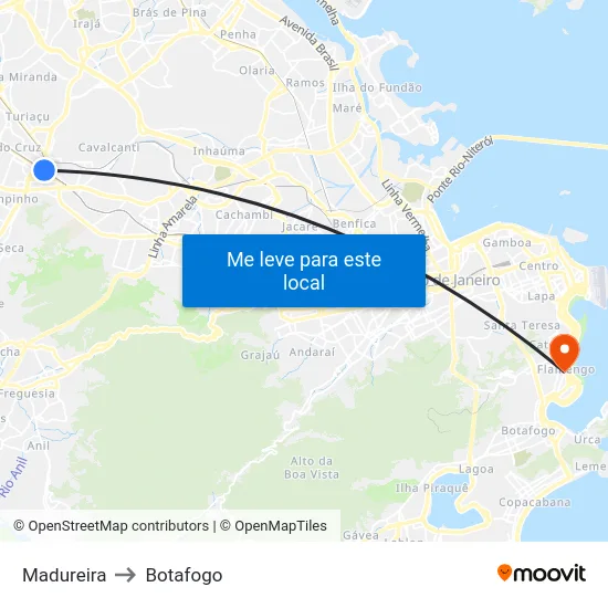 Madureira to Botafogo map