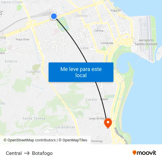 Central to Botafogo map