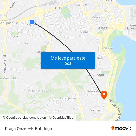 Praça Onze to Botafogo map