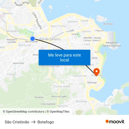 São Cristóvão to Botafogo map