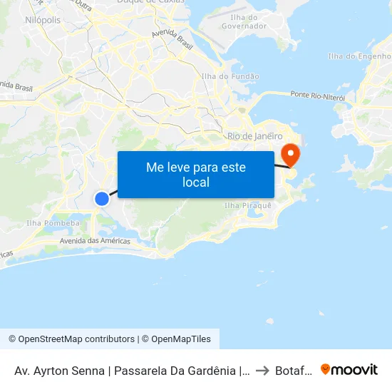 Av. Ayrton Senna | Passarela Da Gardênia | Espaço Hall to Botafogo map