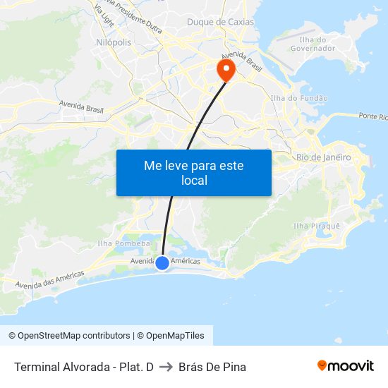 Terminal Alvorada - Plat. D to Brás De Pina map