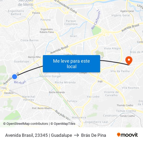Avenida Brasil, 23345 | Guadalupe to Brás De Pina map