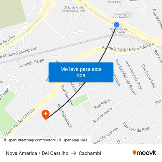 Nova América / Del Castilho to Cachambi map