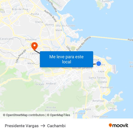 Presidente Vargas to Cachambi map