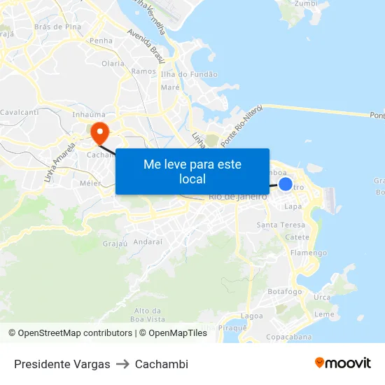 Presidente Vargas to Cachambi map