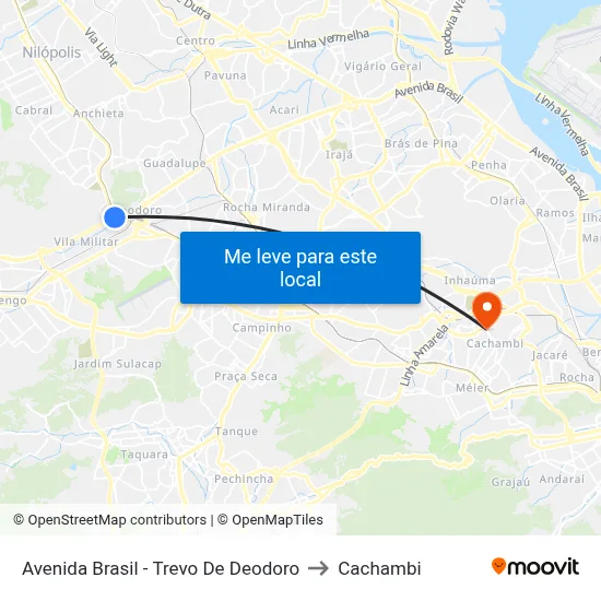 Avenida Brasil - Trevo De Deodoro to Cachambi map