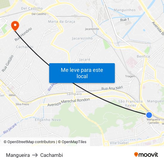 Mangueira to Cachambi map
