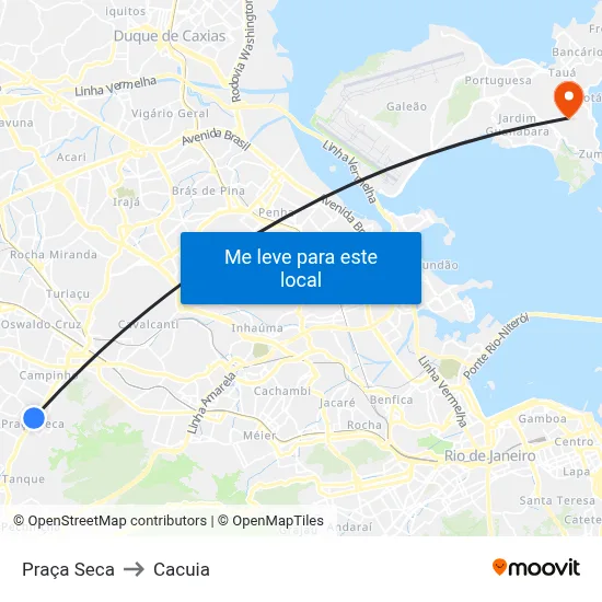 Praça Seca to Cacuia map