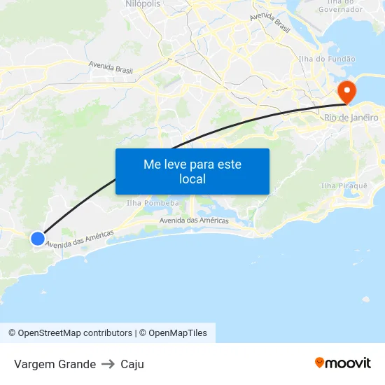 Vargem Grande to Caju map