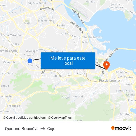 Quintino Bocaiúva to Caju map