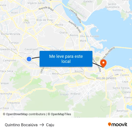 Quintino Bocaiúva to Caju map