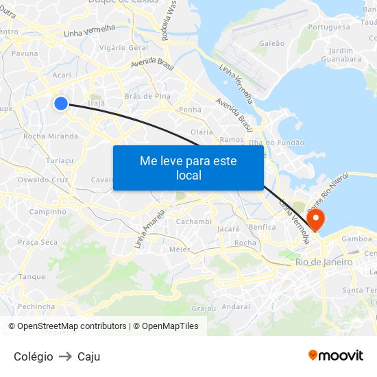 Colégio to Caju map