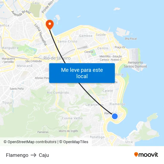 Flamengo to Caju map