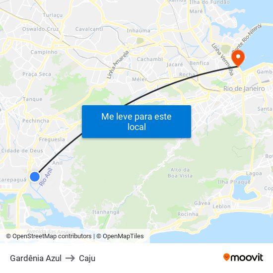 Gardênia Azul to Caju map