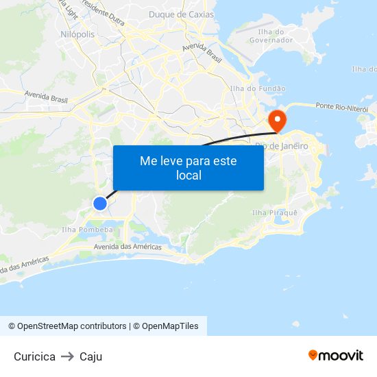 Curicica to Caju map