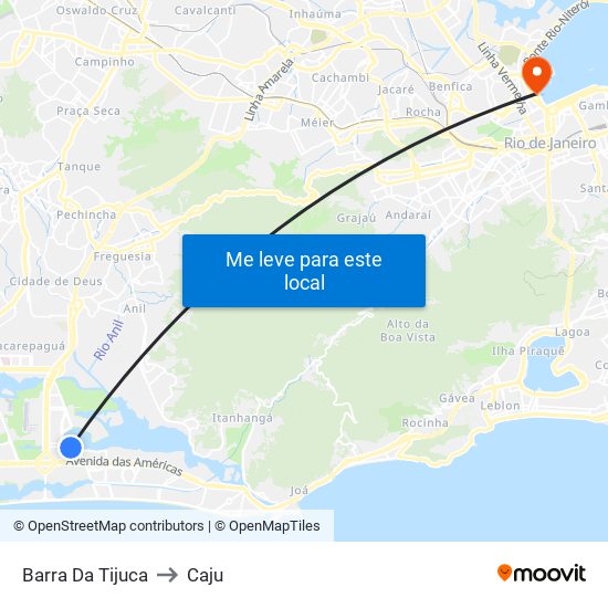 Barra Da Tijuca to Caju map