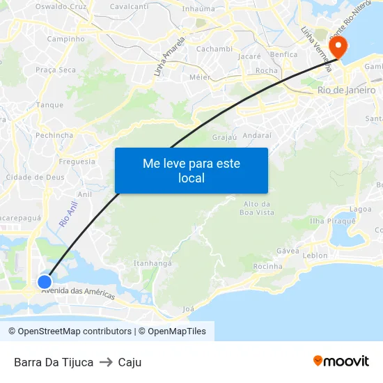 Barra Da Tijuca to Caju map