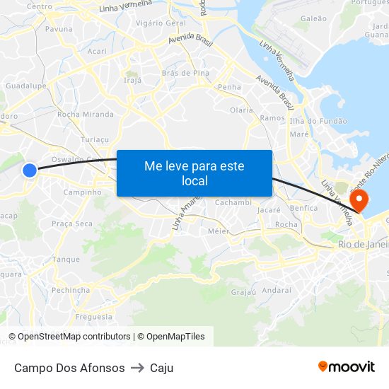 Campo Dos Afonsos to Caju map