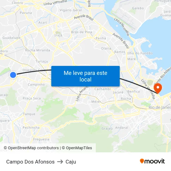 Campo Dos Afonsos to Caju map