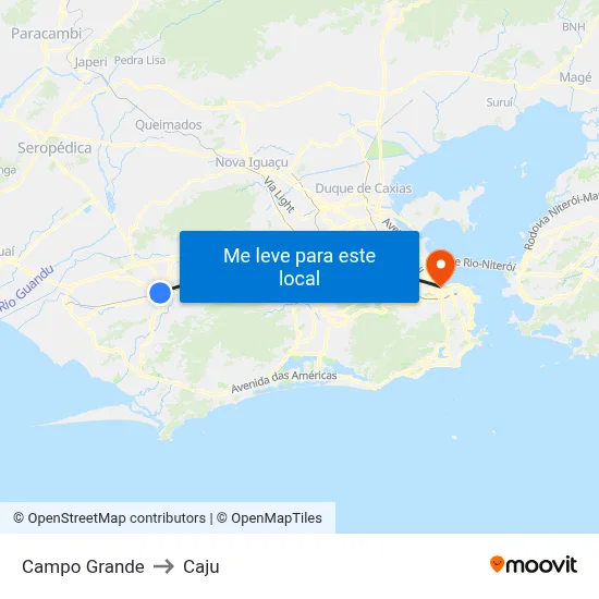 Campo Grande to Caju map