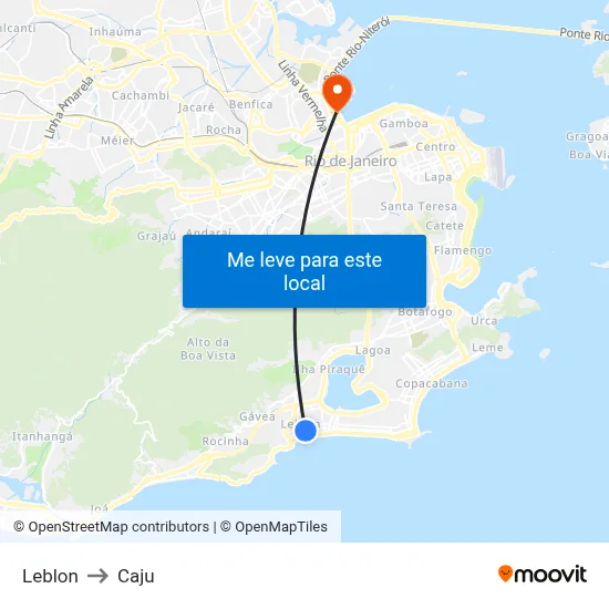 Leblon to Caju map
